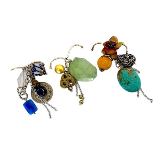 2 chains with circle pendant 3 interchangeable hook gemstone beaded pendants - Picture 2 of 13